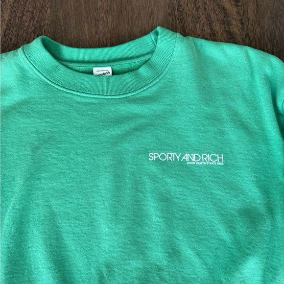 Sporty & Rich Cropped Crewneck Sweatshirt Green - Picture 3 of 5